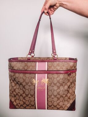 Coach Saffiano Monogram Pink Leather Messenger Diaper Bag